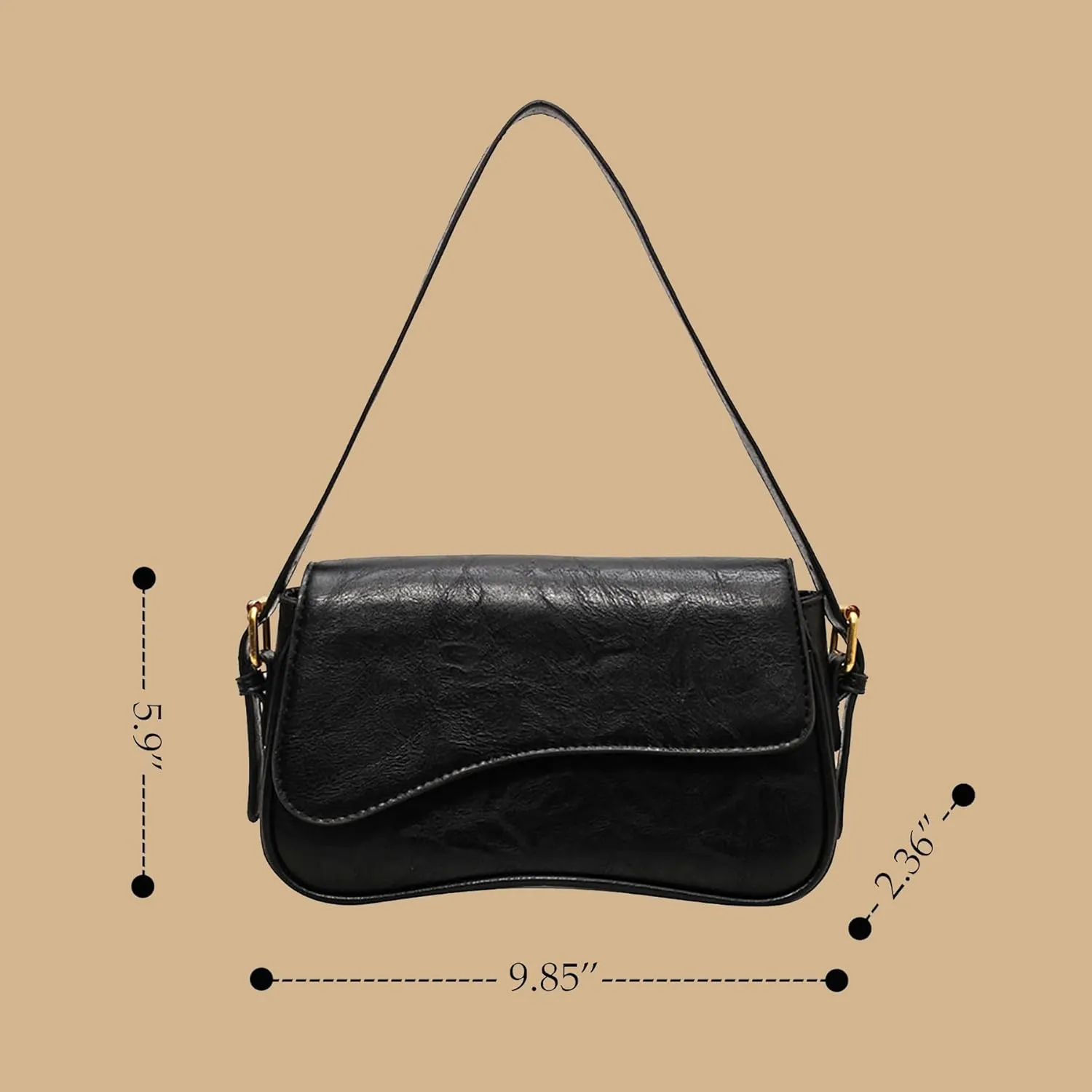 Shoulder Bag for Women Y2K Purse Vegan Leather Hobo Handbags Clutch Saddle Bag with 2 Removable Straps Tote Bag