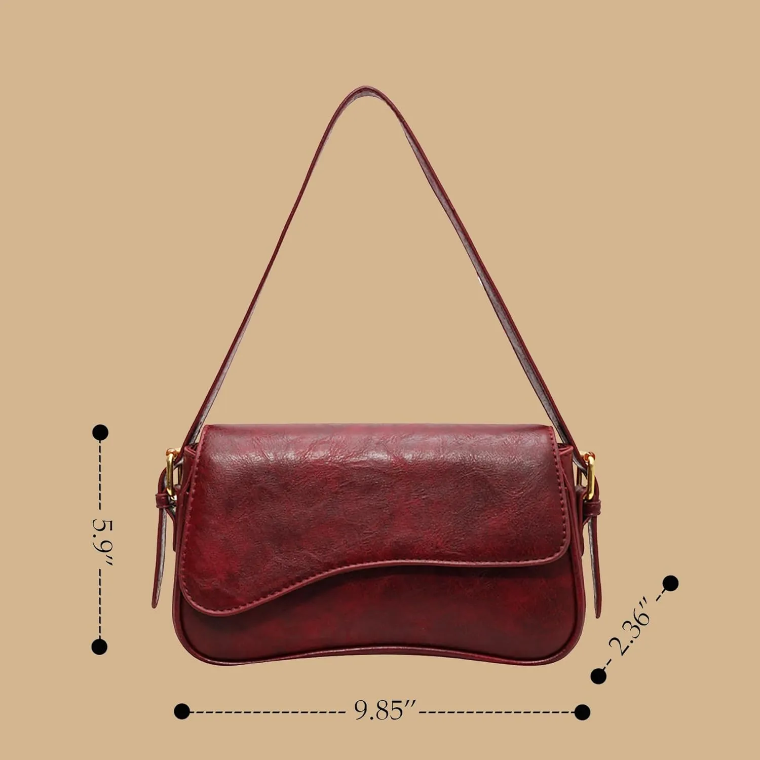 Shoulder Bag for Women Y2K Purse Vegan Leather Hobo Handbags Clutch Saddle Bag with 2 Removable Straps Tote Bag