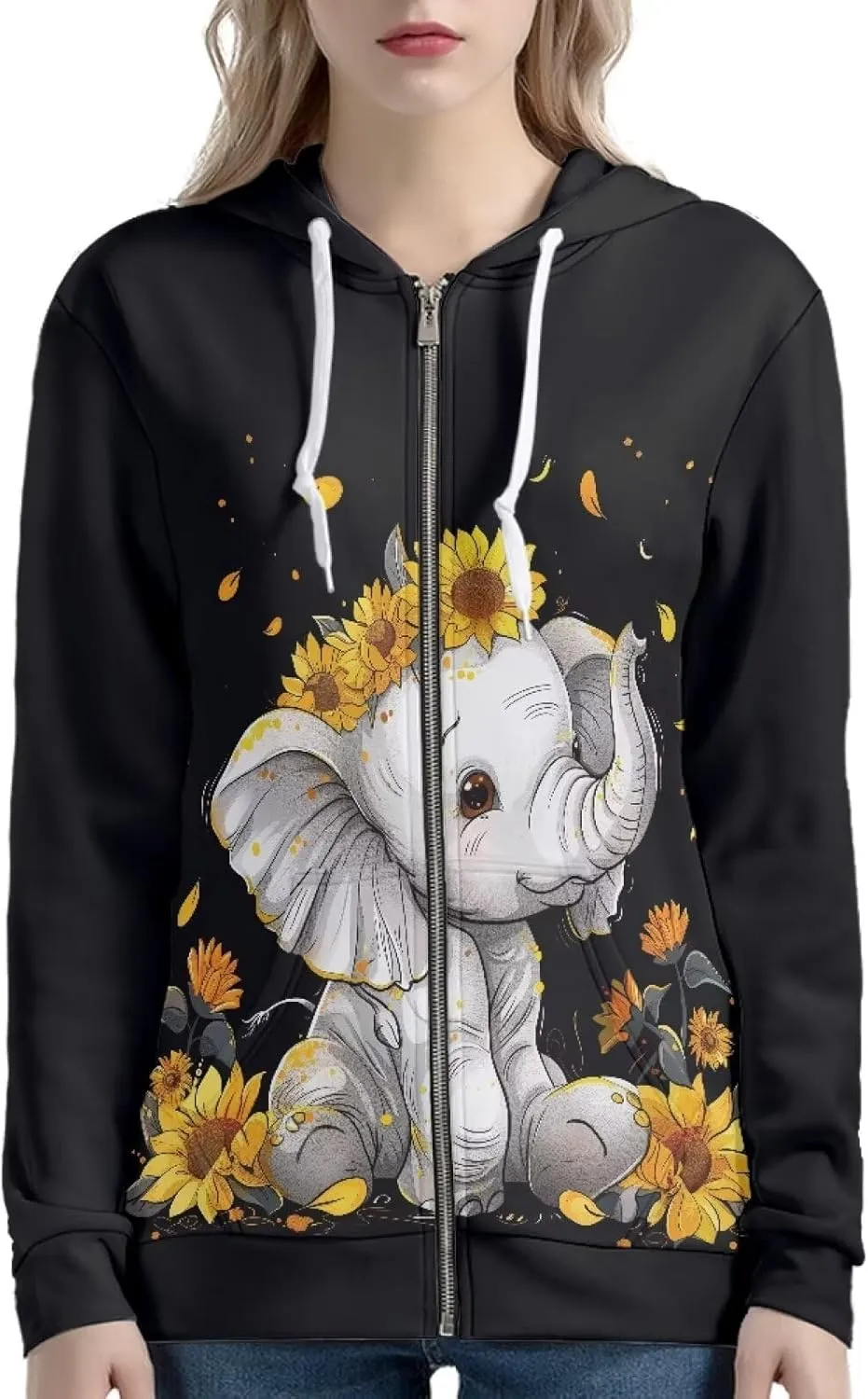 Showudesigns Women's Clothing Zip Up Hoodies XS-5XL Fashion Sweatshirts Clothes Fall Pullover Tops