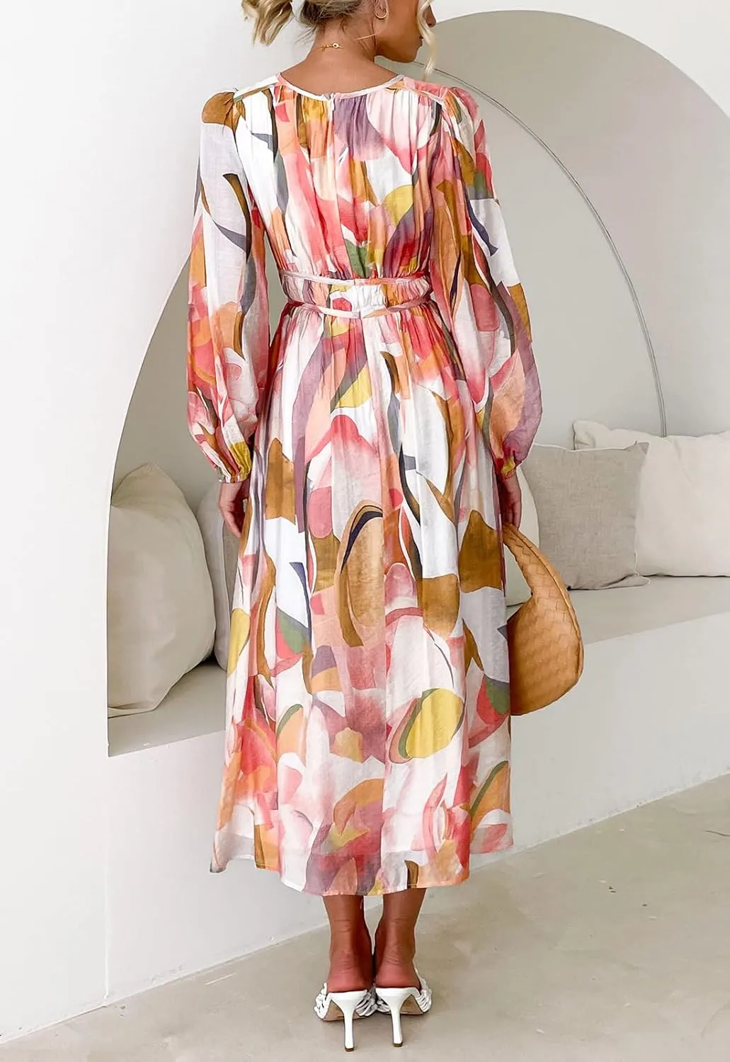 Sissyaki Women's Long Sleeve Boho Floral Maxi Dress