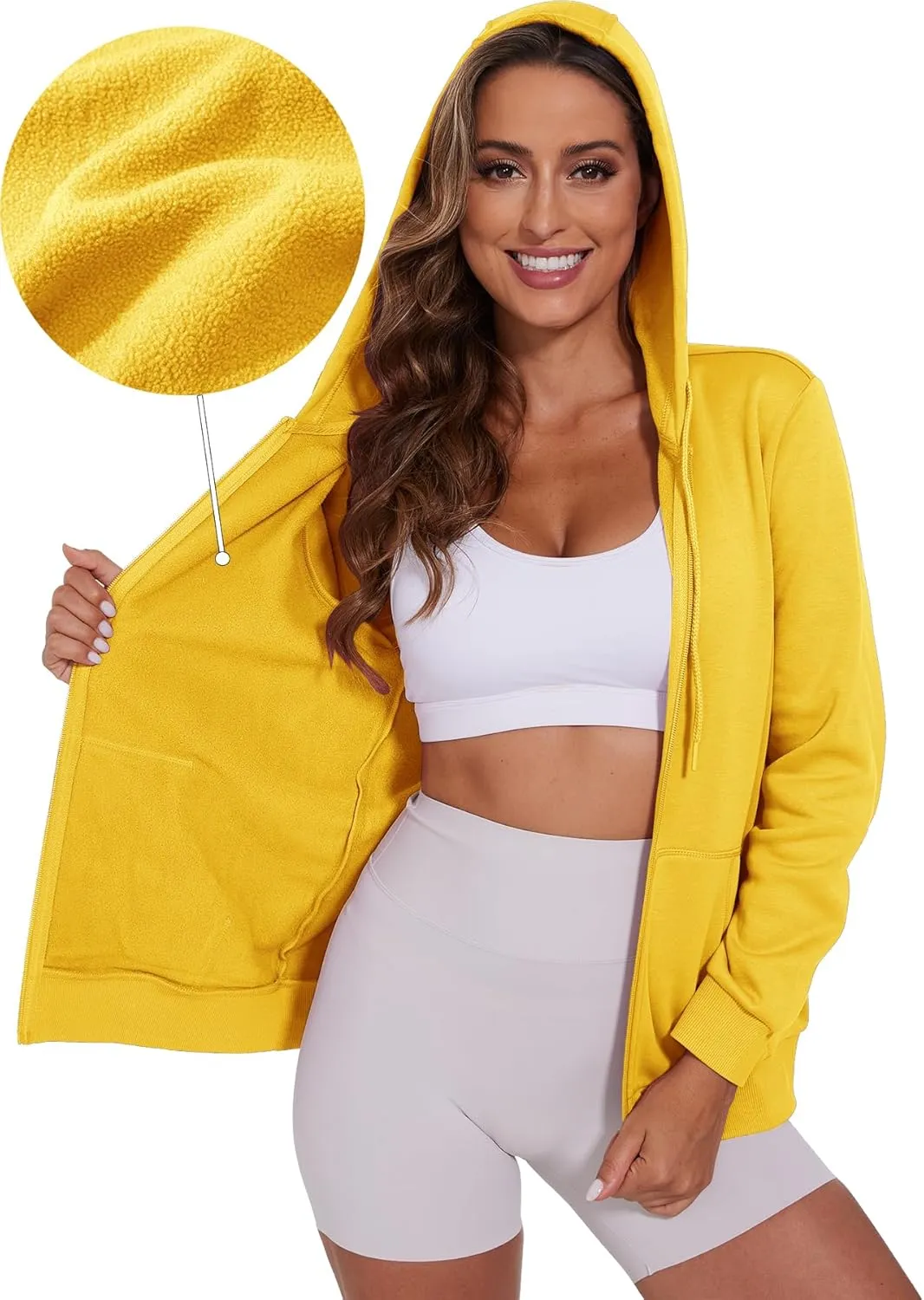 SMENG Womens Zip Up Hoodies Long Sleeve Fit Hooded Sweatshirts 2024 Casual Lightweight Jacket