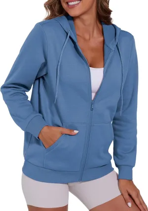 SMENG Womens Zip Up Hoodies Long Sleeve Fit Hooded Sweatshirts 2024 Casual Lightweight Jacket