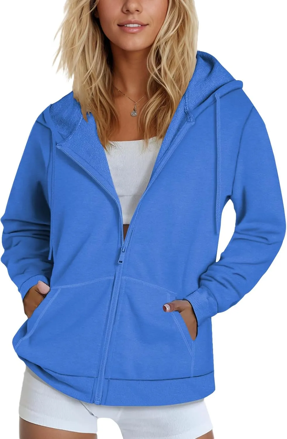 SMENG Womens Zip Up Hoodies Long Sleeve Fit Hooded Sweatshirts 2024 Casual Lightweight Jacket