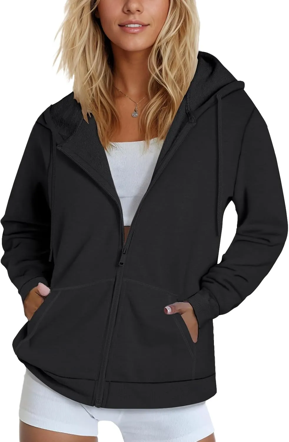 SMENG Womens Zip Up Hoodies Long Sleeve Fit Hooded Sweatshirts 2024 Casual Lightweight Jacket