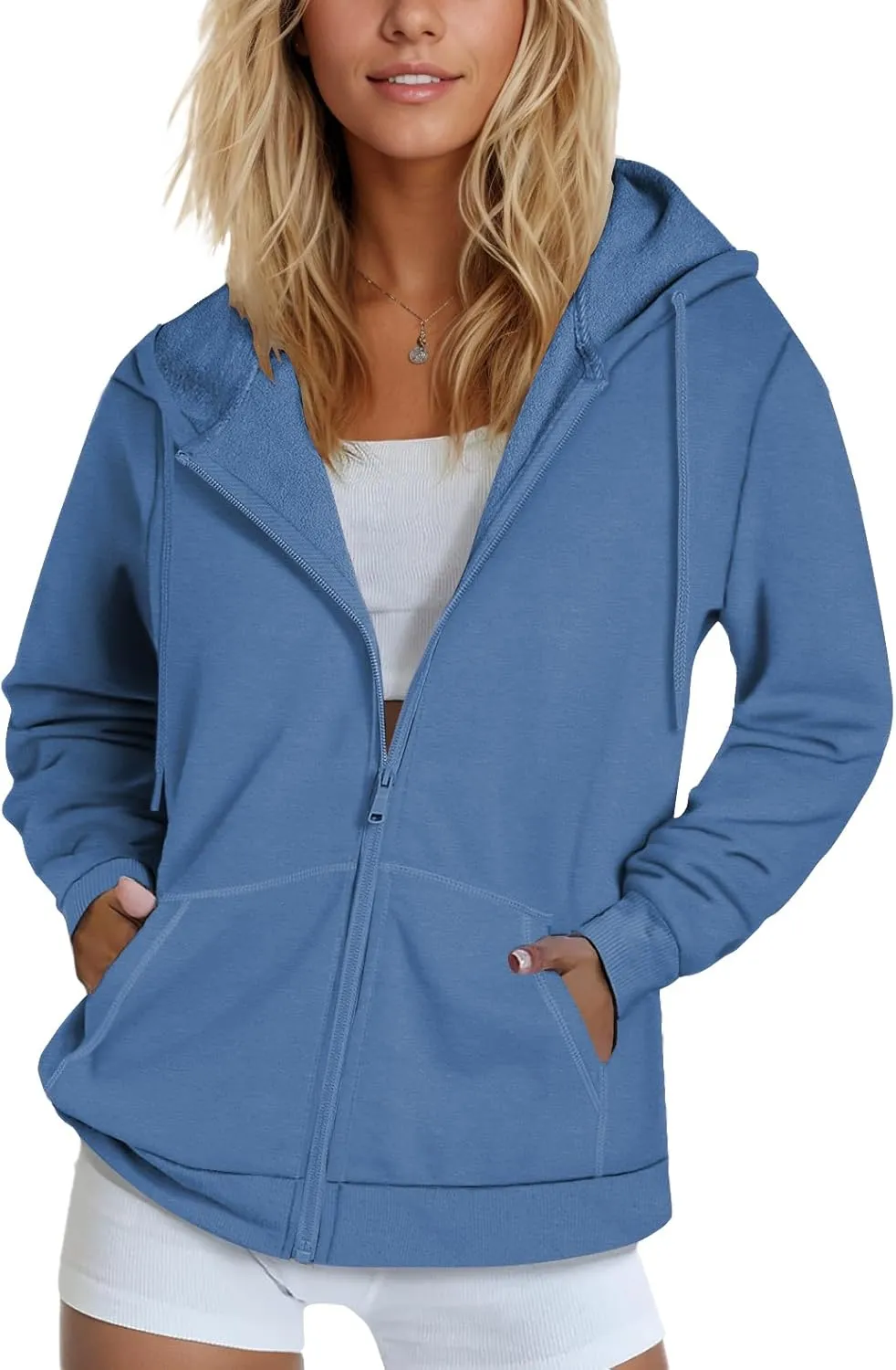 SMENG Womens Zip Up Hoodies Long Sleeve Fit Hooded Sweatshirts 2024 Casual Lightweight Jacket