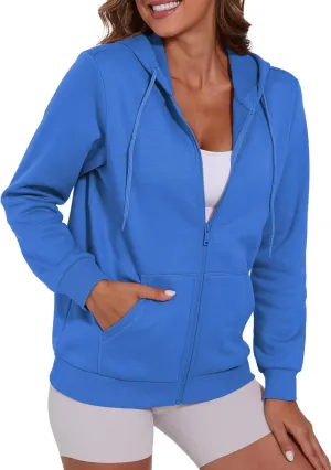 SMENG Womens Zip Up Hoodies Long Sleeve Fit Hooded Sweatshirts 2024 Casual Lightweight Jacket