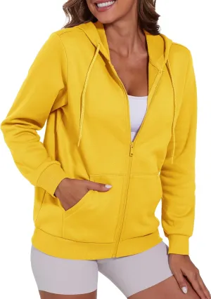 SMENG Womens Zip Up Hoodies Long Sleeve Fit Hooded Sweatshirts 2024 Casual Lightweight Jacket
