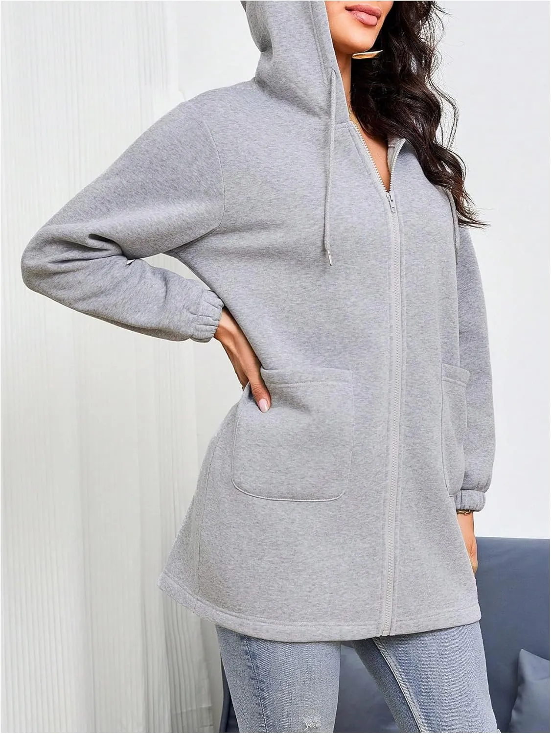SOLY HUX Women's Zip Up Hoodies Drawstring Long Sleeve Casual Sweatshirt Jacket with Pockets
