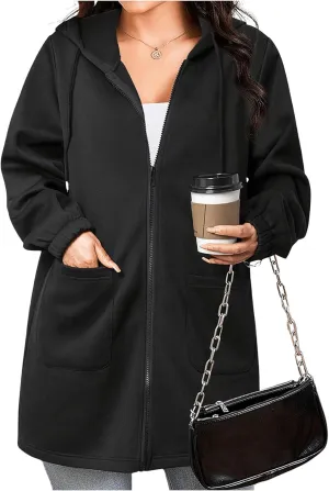 SOLY HUX Women's Zip Up Hoodies Drawstring Long Sleeve Casual Sweatshirt Jacket with Pockets