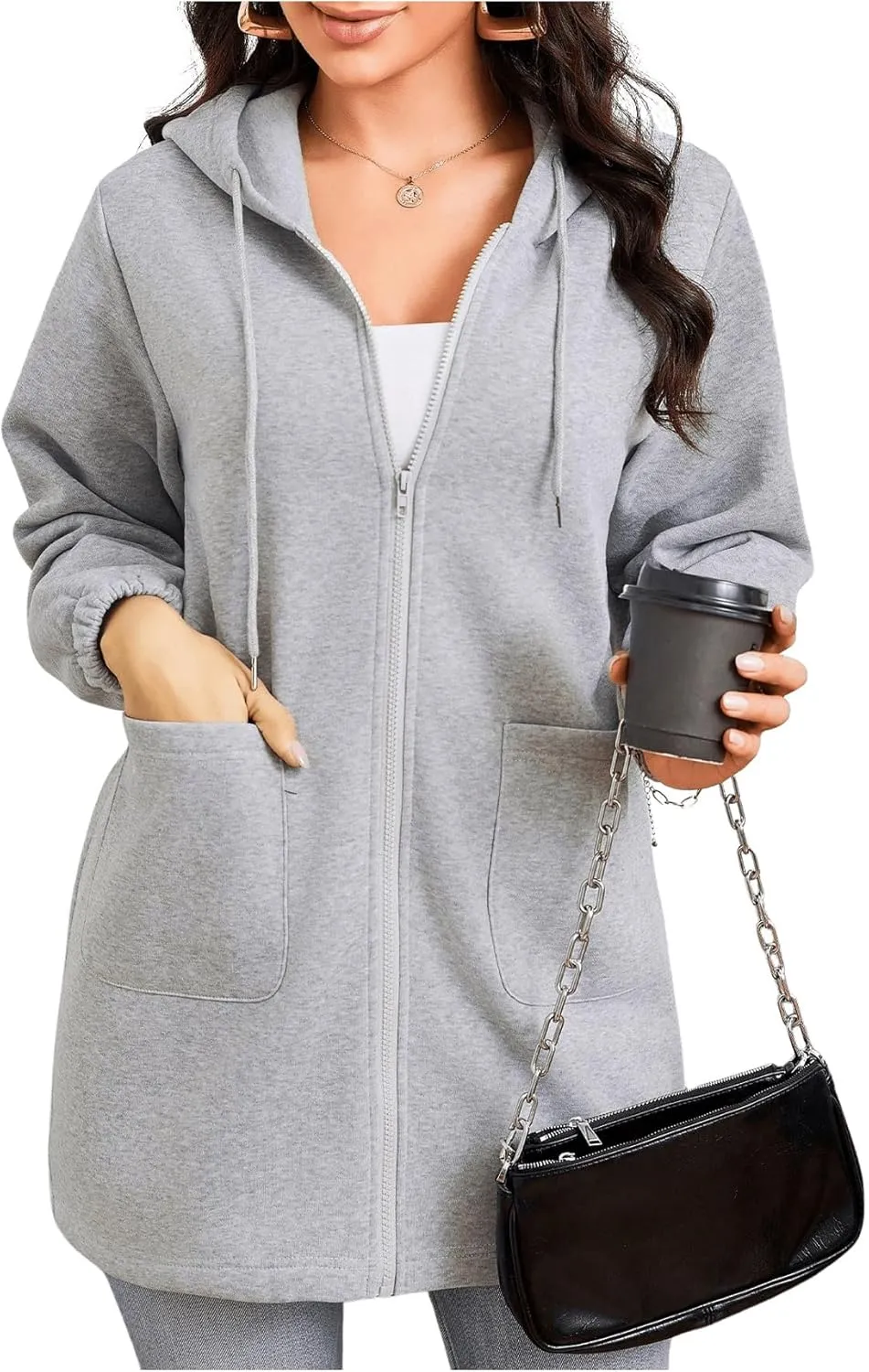 SOLY HUX Women's Zip Up Hoodies Drawstring Long Sleeve Casual Sweatshirt Jacket with Pockets