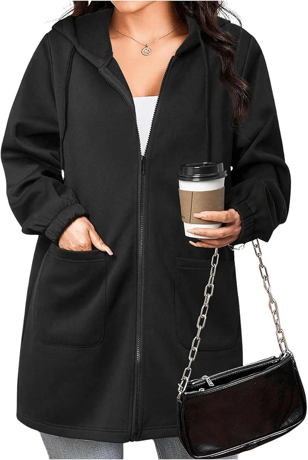 SOLY HUX Women's Zip Up Hoodies Drawstring Long Sleeve Casual Sweatshirt Jacket with Pockets