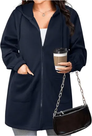 SOLY HUX Women's Zip Up Hoodies Drawstring Long Sleeve Casual Sweatshirt Jacket with Pockets