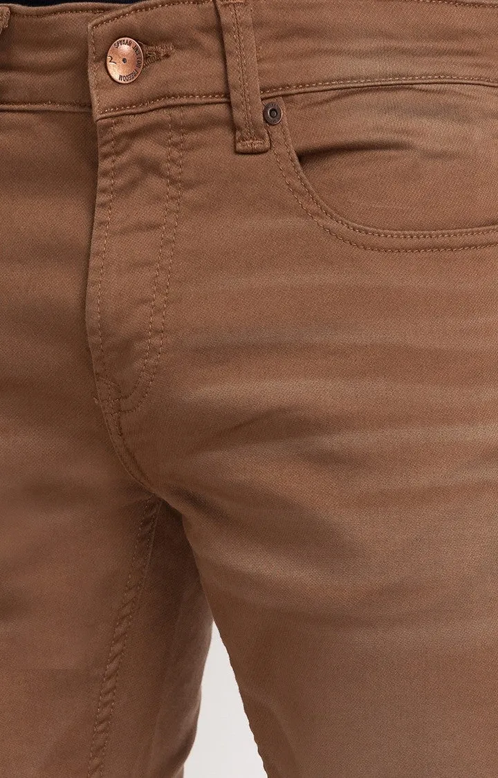 Spykar Coffee Brown Cotton Slim Fit Narrow Length Jeans For Men (Skinny)