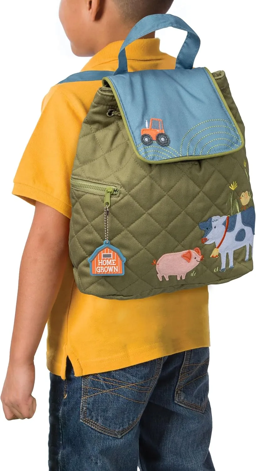 Stephen Joseph Kids' Unisex Toddler Back to School, Quilted Backpack, Farm, One Size