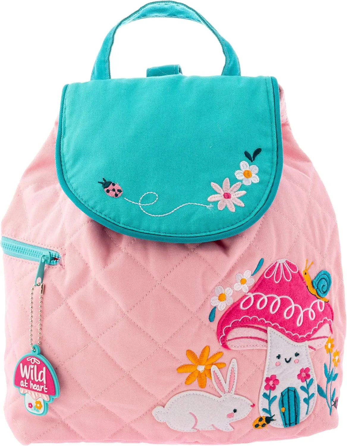 Stephen Joseph Kids' Unisex Toddler Back to School, Quilted Backpack, Mushroom, One Size