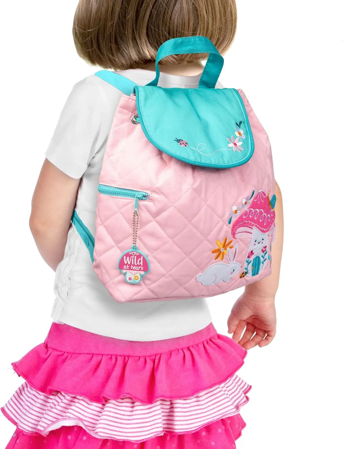 Stephen Joseph Kids' Unisex Toddler Back to School, Quilted Backpack, Mushroom, One Size
