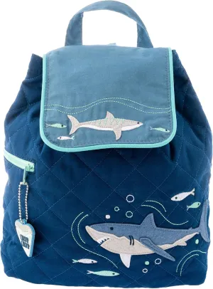 Stephen Joseph Kids' Unisex Toddler Back to School, Quilted Backpack, Navy Shark, One Size