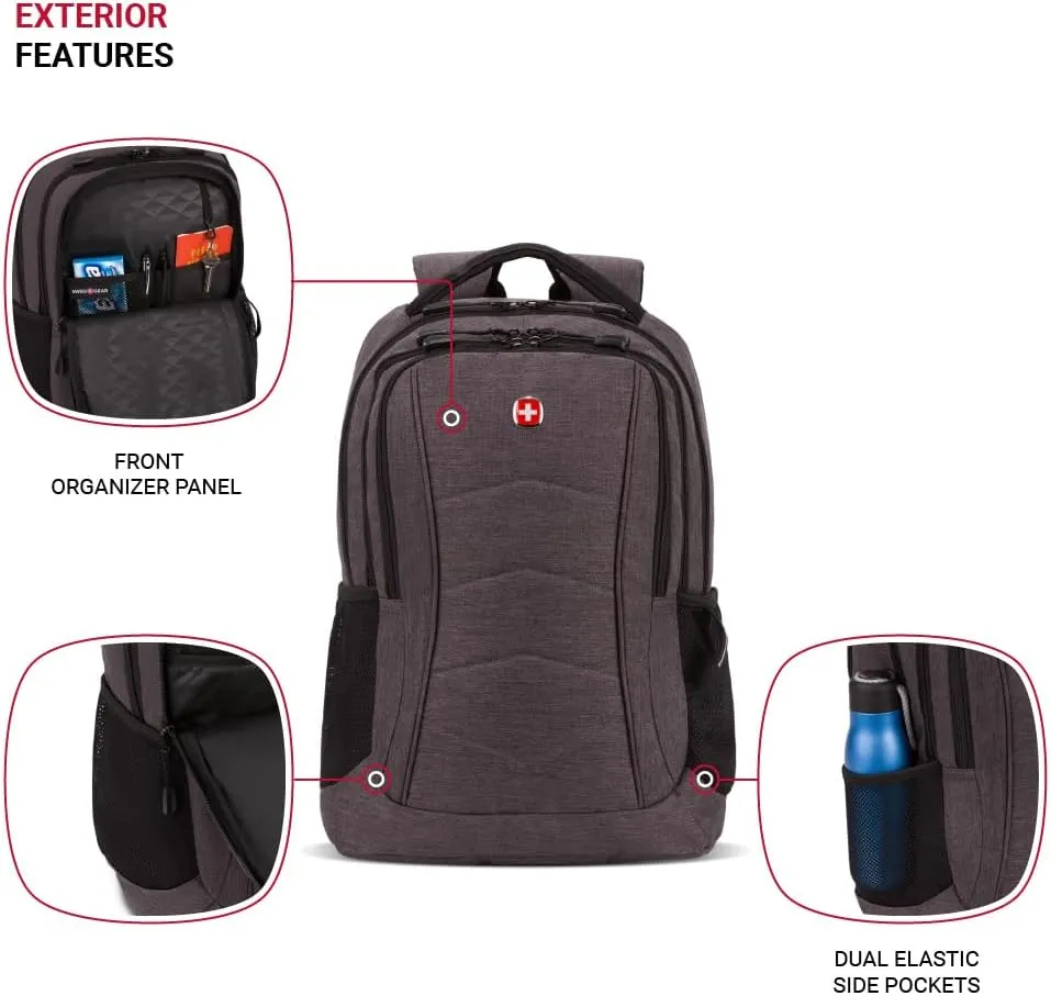 SwissGear 5668 Laptop Backpack, Dark Grey Heather, 18.25 Inches