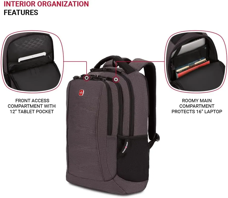 SwissGear 5668 Laptop Backpack, Dark Grey Heather, 18.25 Inches