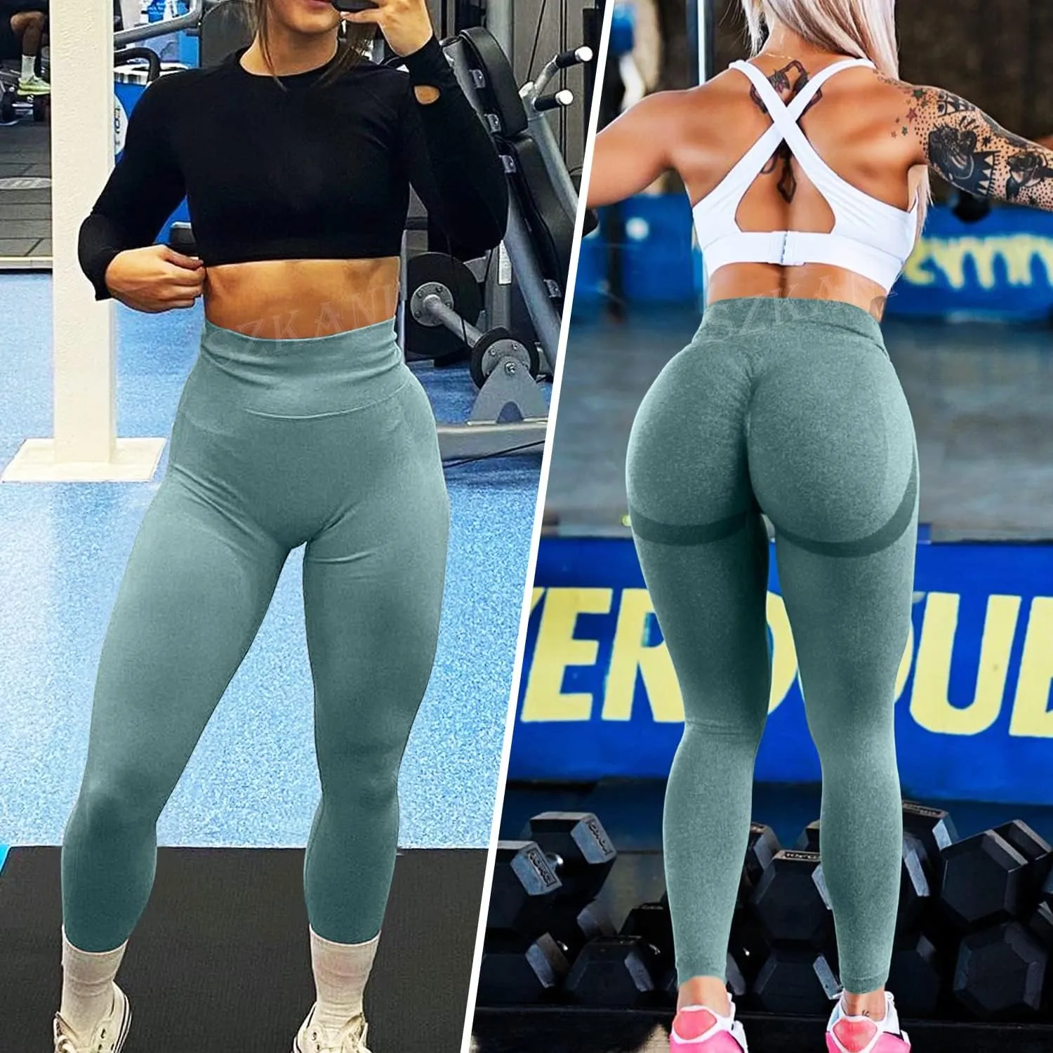 SZKANI Butt Lifting Leggings for Women Booty High Waisted Workout Yoga Pants Scrunch Butt Gym Seamless Booty Tight