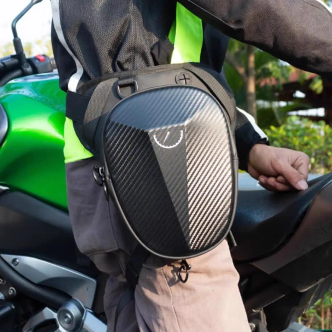 Thigh Bag Motorcycle Drop Leg Bag for Men Women with Removable Leg Strap Expandable Storage Pouch for Racing Bike Cycling Horse Riding Hiking Camping Fishing Travel Outdoor EVA-Black