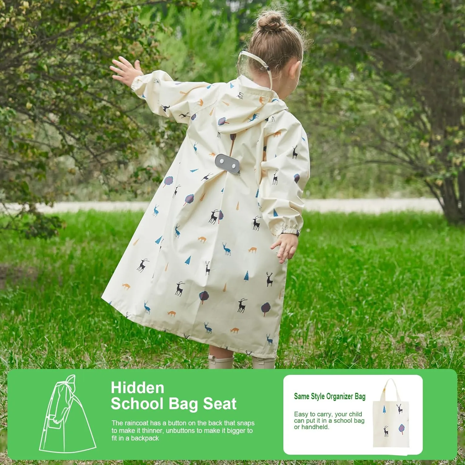Toddler Kids Raincoat Boys Girls Rain Jacket Waterproof Rain Poncho Reusable Outwear Rainwear Rain Suit