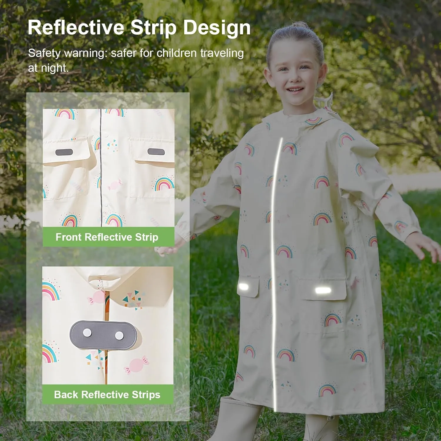 Toddler Kids Raincoat Boys Girls Rain Jacket Waterproof Rain Poncho Reusable Outwear Rainwear Rain Suit