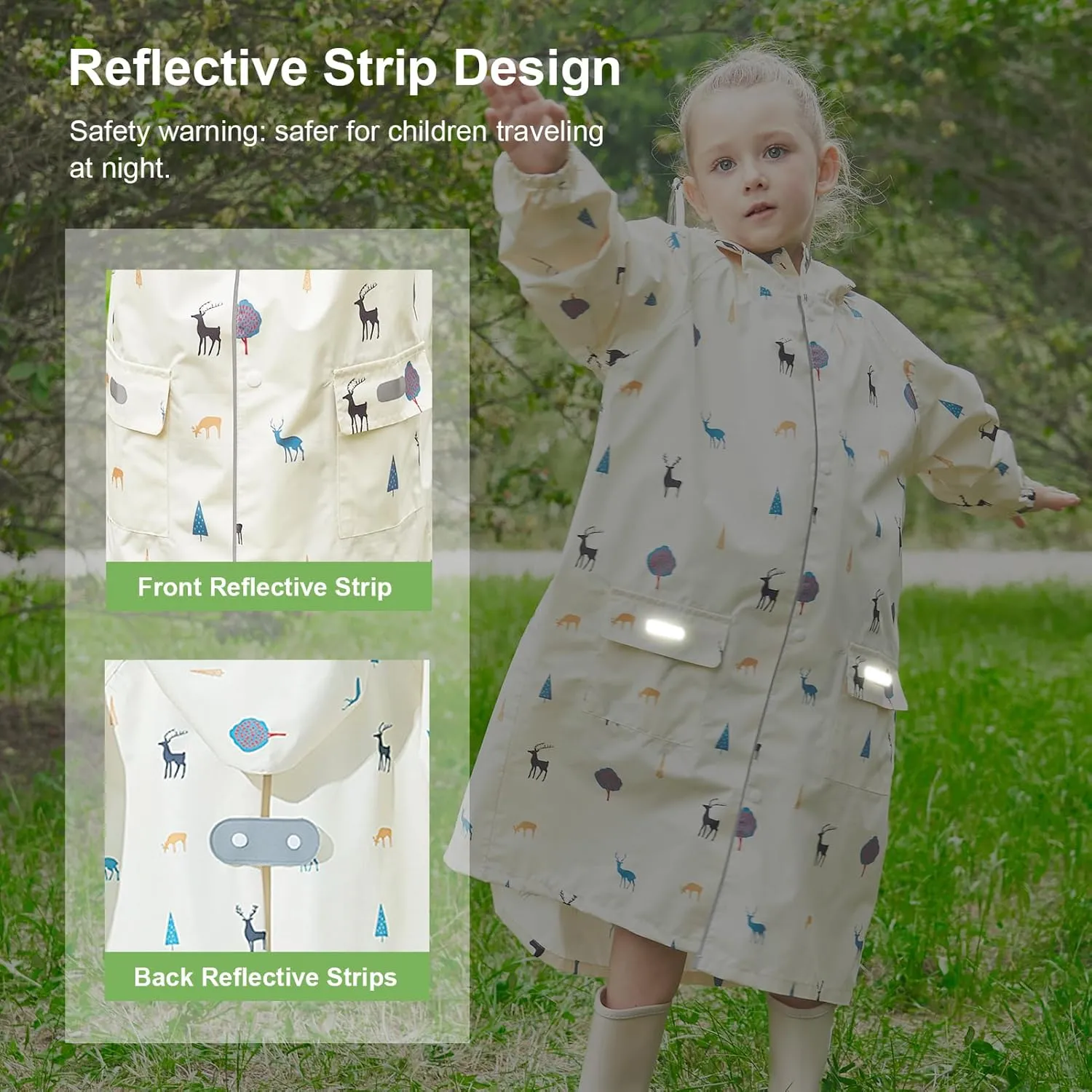 Toddler Kids Raincoat Boys Girls Rain Jacket Waterproof Rain Poncho Reusable Outwear Rainwear Rain Suit