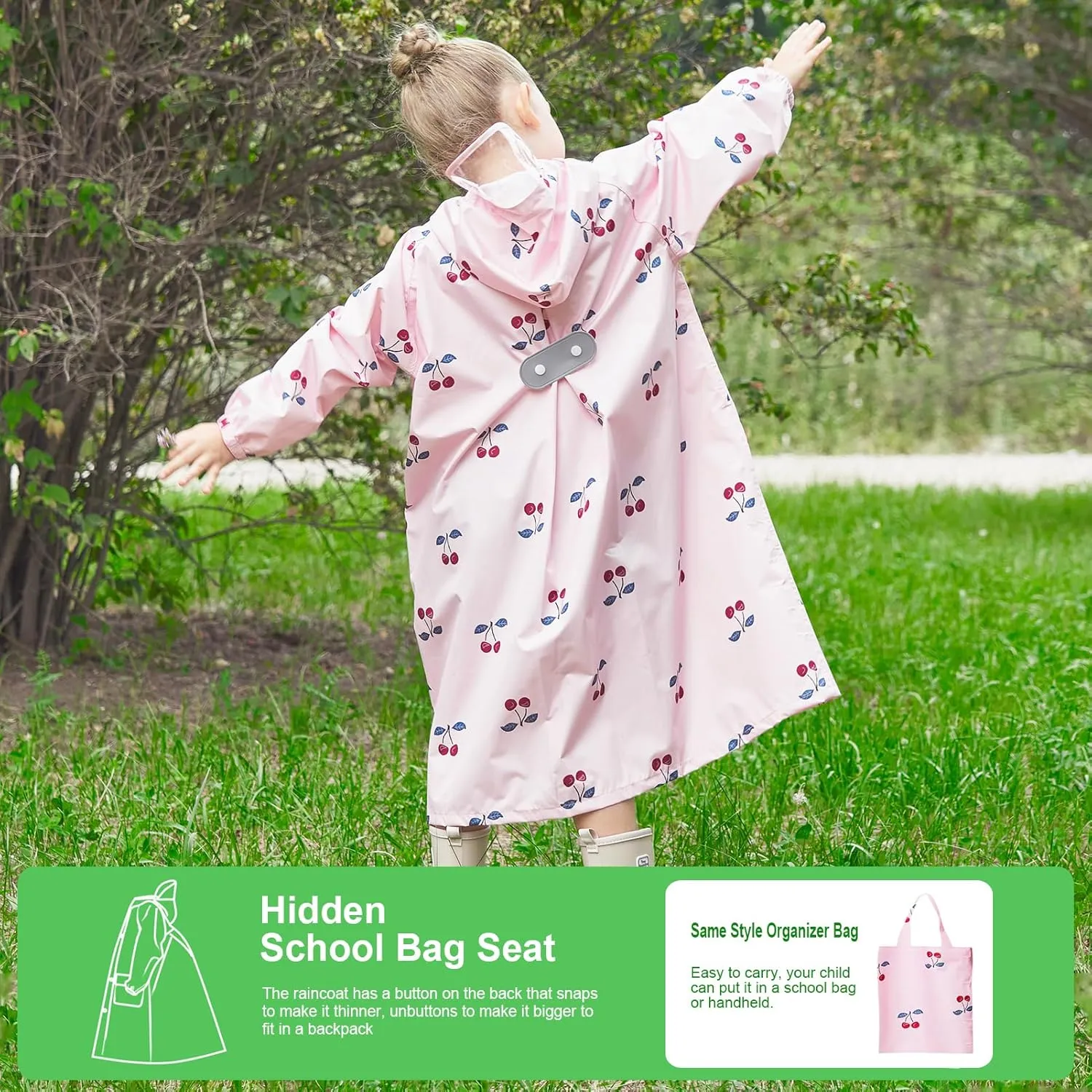 Toddler Kids Raincoat Boys Girls Rain Jacket Waterproof Rain Poncho Reusable Outwear Rainwear Rain Suit