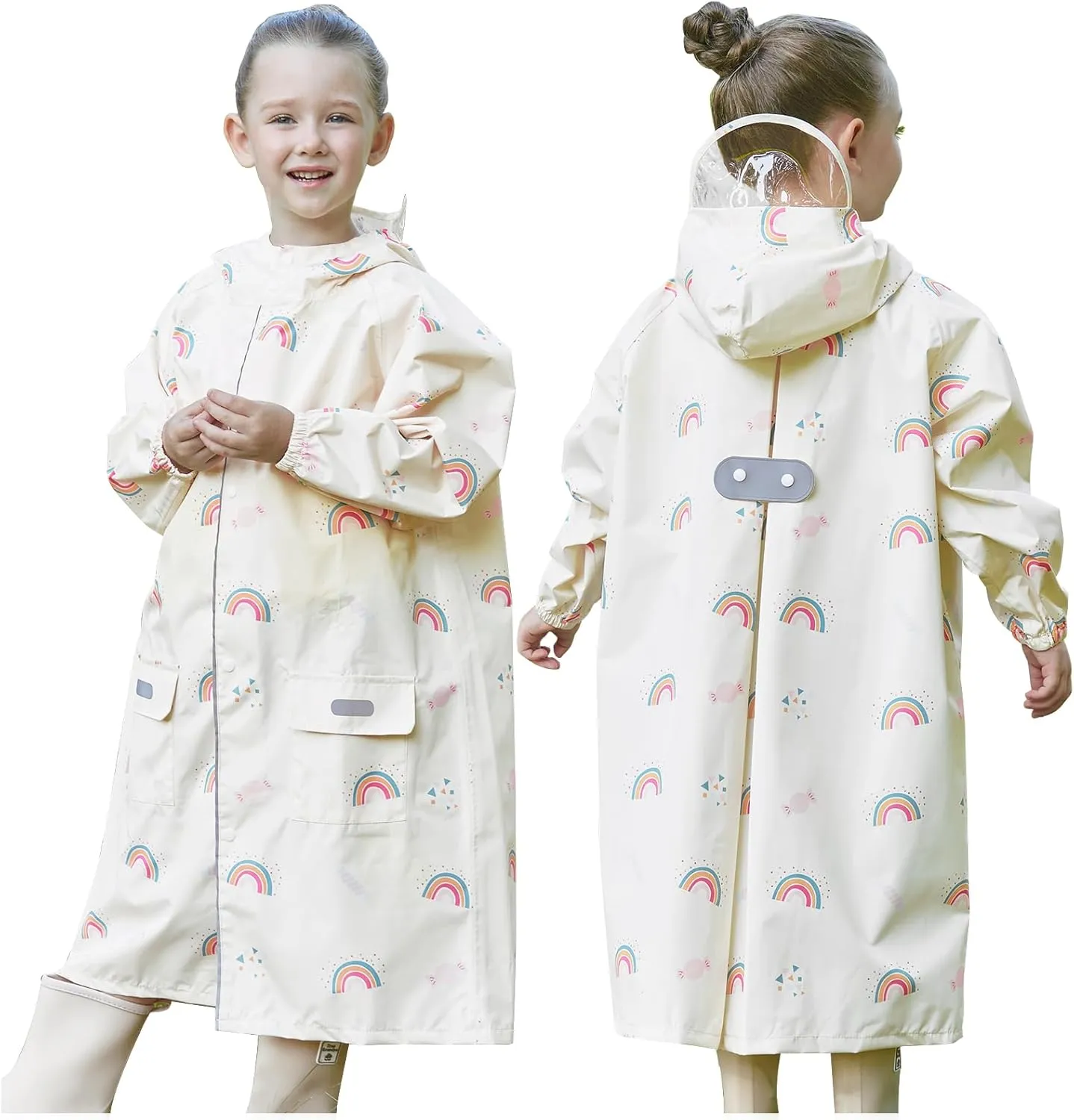Toddler Kids Raincoat Boys Girls Rain Jacket Waterproof Rain Poncho Reusable Outwear Rainwear Rain Suit