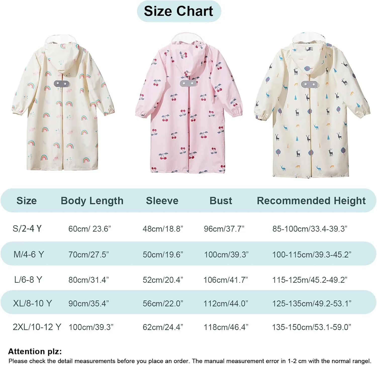 Toddler Kids Raincoat Boys Girls Rain Jacket Waterproof Rain Poncho Reusable Outwear Rainwear Rain Suit