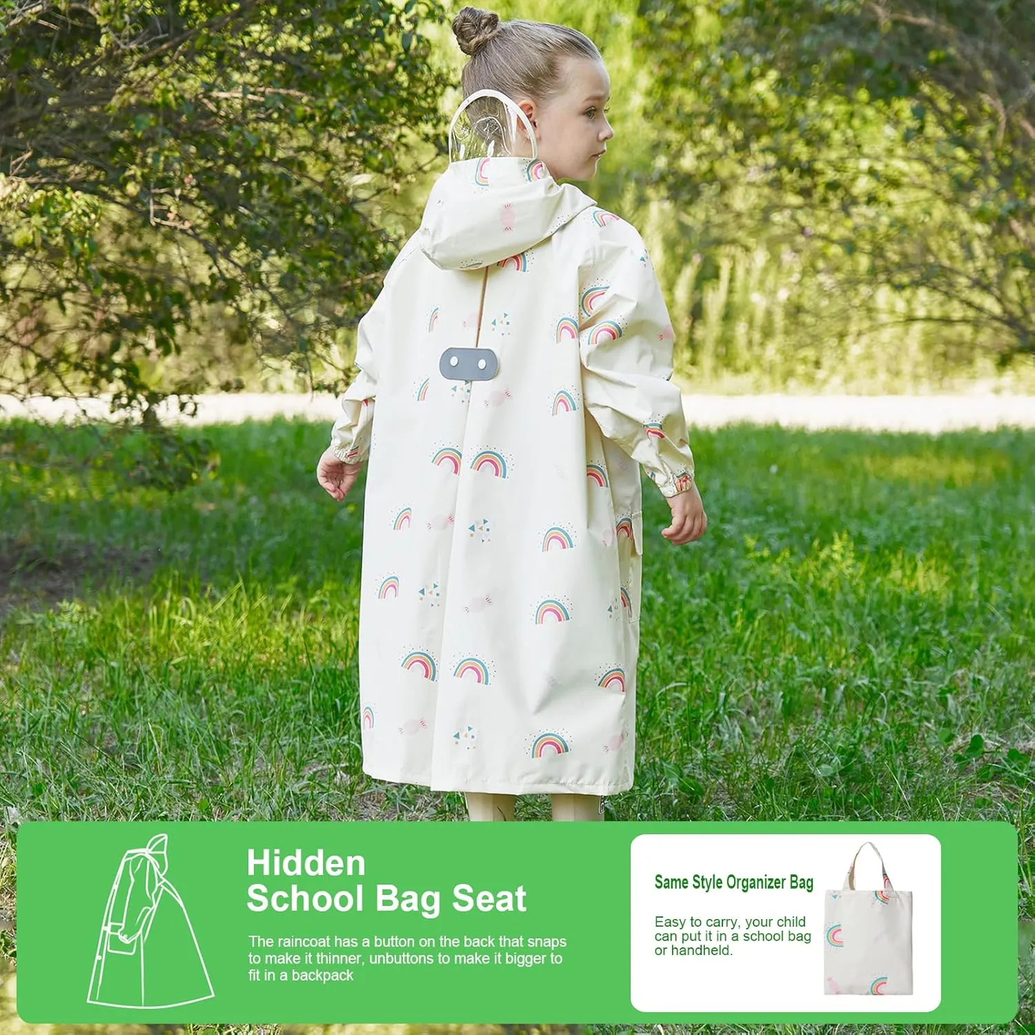 Toddler Kids Raincoat Boys Girls Rain Jacket Waterproof Rain Poncho Reusable Outwear Rainwear Rain Suit