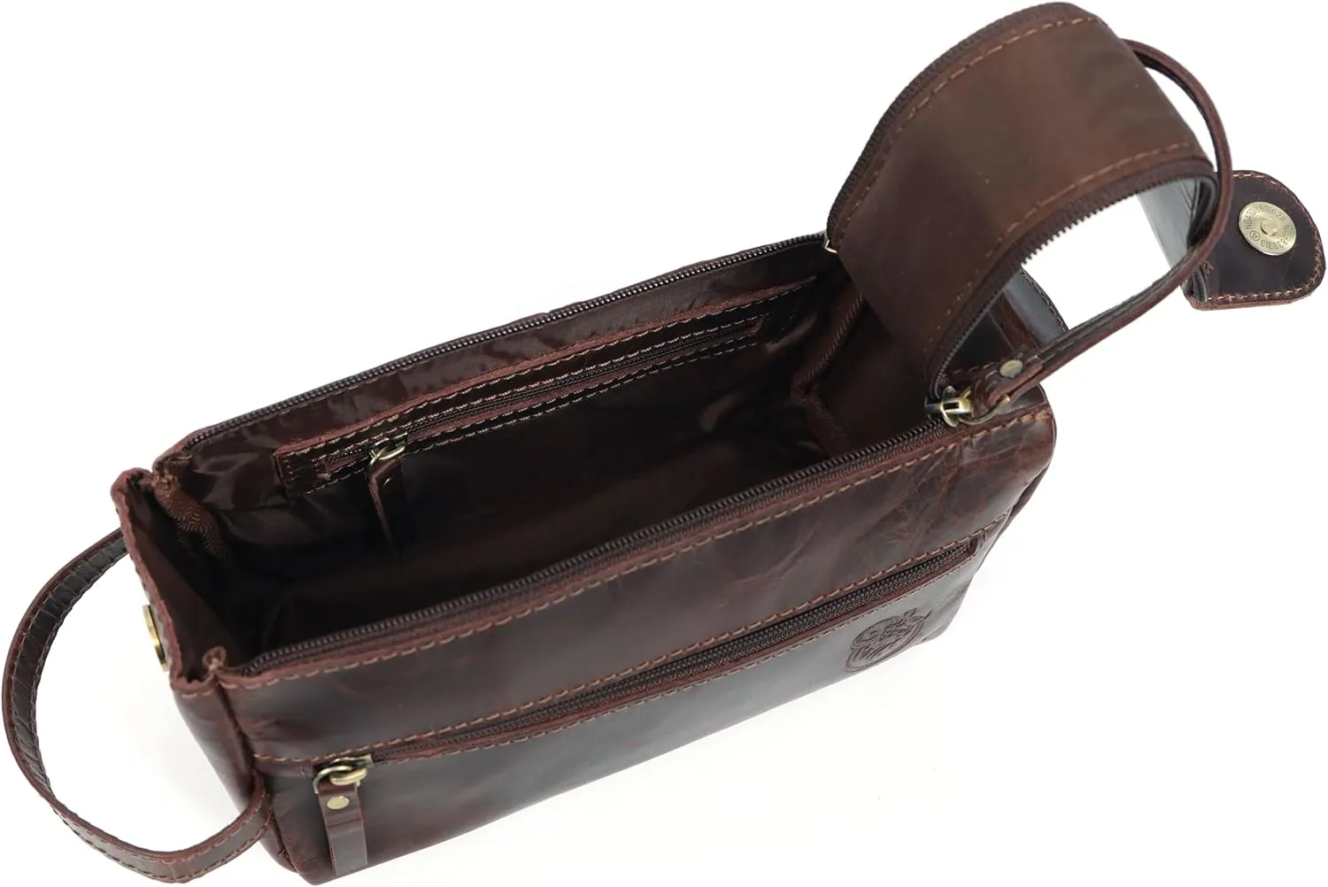 Toiletry Bag | Leather Dopp Kit for Men & Women  Water-Resistant, Durable & Stylish  Travel Organizer with Multiple Compartments | Grooming Essentials, Shaving & Makeup Pouch (Brown)