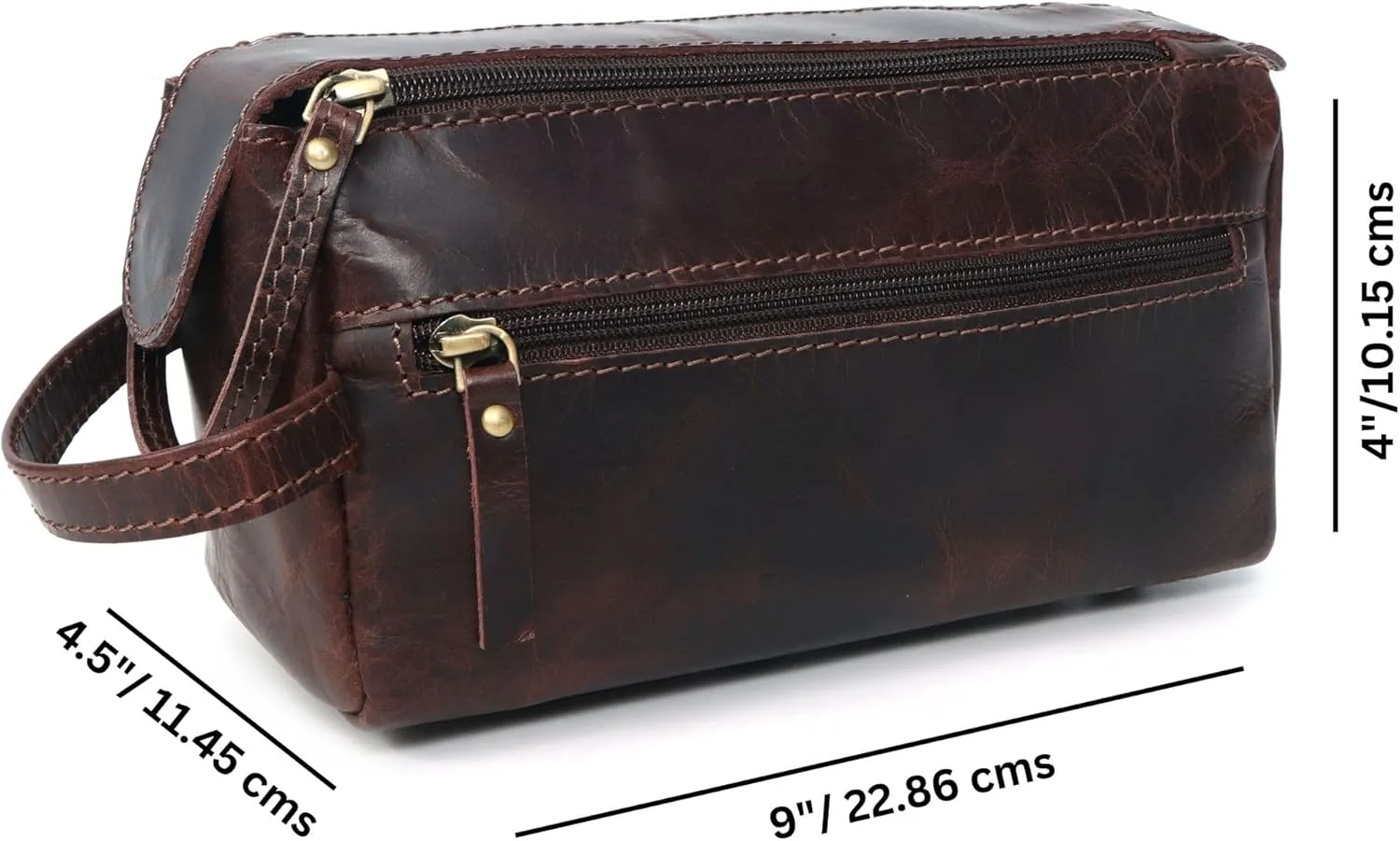 Toiletry Bag | Leather Dopp Kit for Men & Women  Water-Resistant, Durable & Stylish  Travel Organizer with Multiple Compartments | Grooming Essentials, Shaving & Makeup Pouch (Brown)