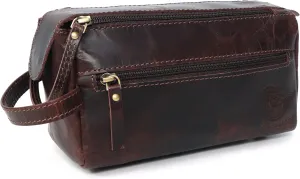 Toiletry Bag | Leather Dopp Kit for Men & Women  Water-Resistant, Durable & Stylish  Travel Organizer with Multiple Compartments | Grooming Essentials, Shaving & Makeup Pouch (Brown)