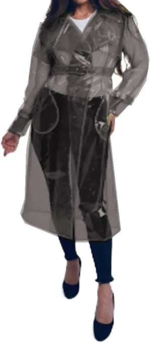 Transparent Long Coat Perspective Raincoats Jackets Women Clubwear Party Sexy Lingerie Clear PVC Trench Jacket with Belt
