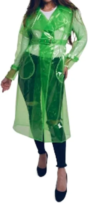 Transparent Long Coat Perspective Raincoats Jackets Women Clubwear Party Sexy Lingerie Clear PVC Trench Jacket with Belt