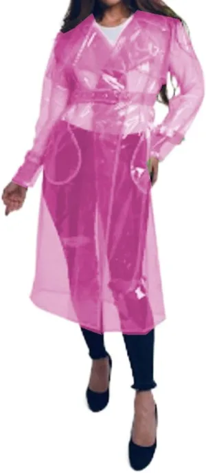 Transparent Long Coat Perspective Raincoats Jackets Women Clubwear Party Sexy Lingerie Clear PVC Trench Jacket with Belt