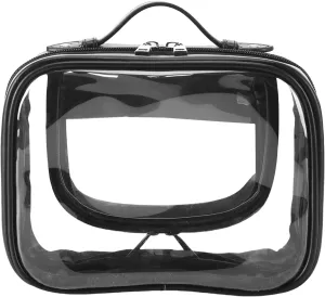 Travel Cosmetic Bag Large Capacity Waterproof Double Layer Makeup Organizer with Zippered Clear Toiletry Case for Women
