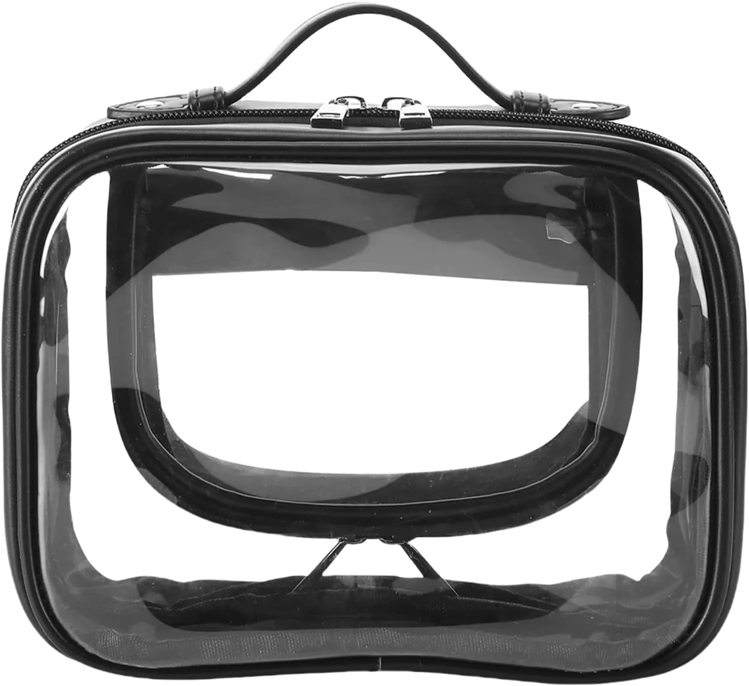 Travel Cosmetic Bag Large Capacity Waterproof Double Layer Makeup Organizer with Zippered Clear Toiletry Case for Women