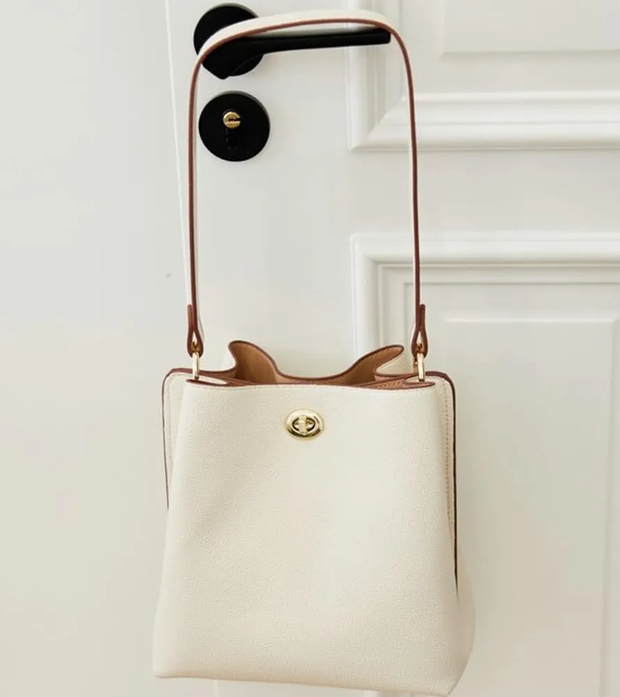 Trendy Bucket Bags Women 2025 Spring Vegan Leather Shoulder Crossbody Purses Satchel Hobo Handbags Removeable Strap