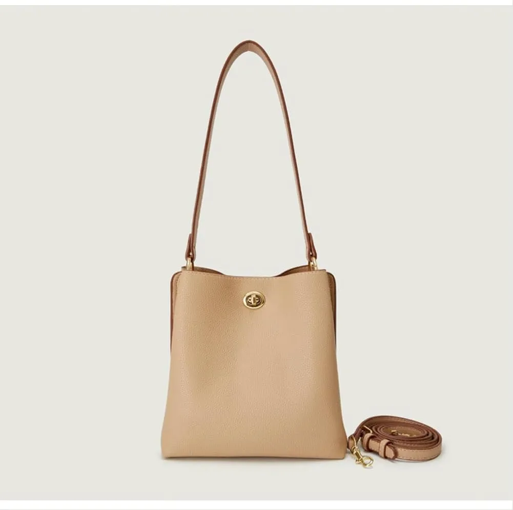 Trendy Bucket Bags Women 2025 Spring Vegan Leather Shoulder Crossbody Purses Satchel Hobo Handbags Removeable Strap