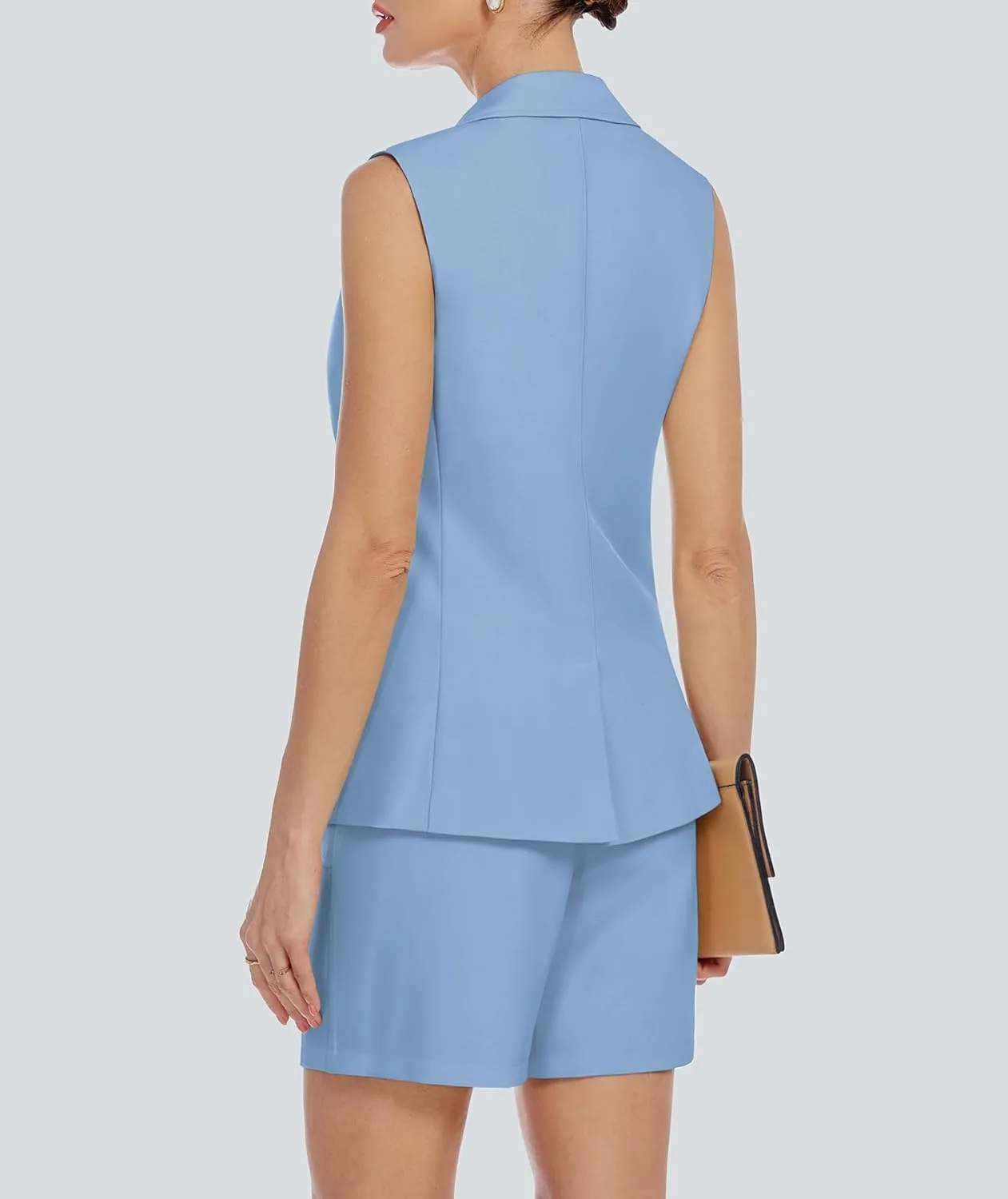 Two Piece Sets for Women Blazer Suit Asymmetrical Vest Notched Collar Summer Shorts Business Casual Outfits