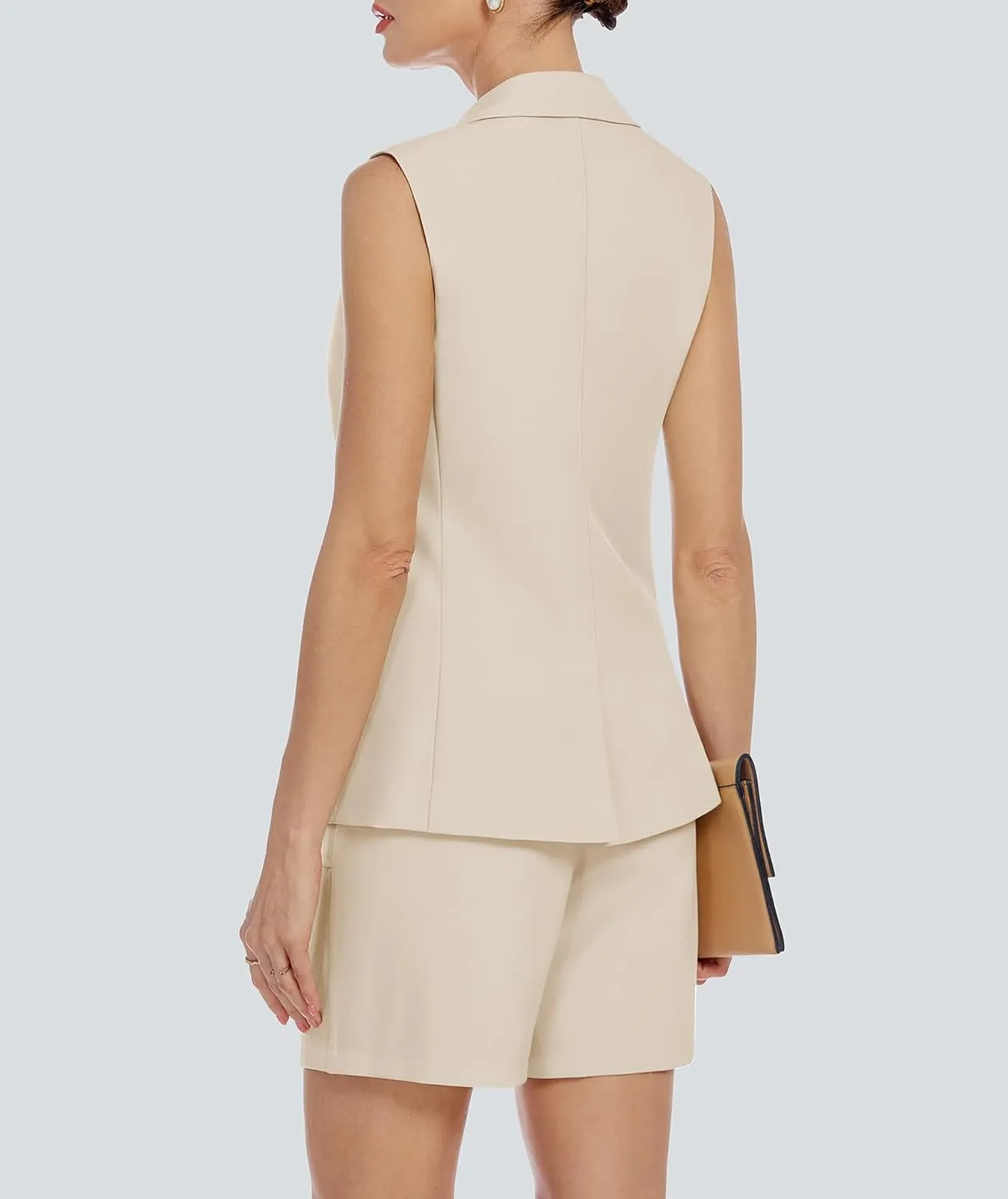 Two Piece Sets for Women Blazer Suit Asymmetrical Vest Notched Collar Summer Shorts Business Casual Outfits