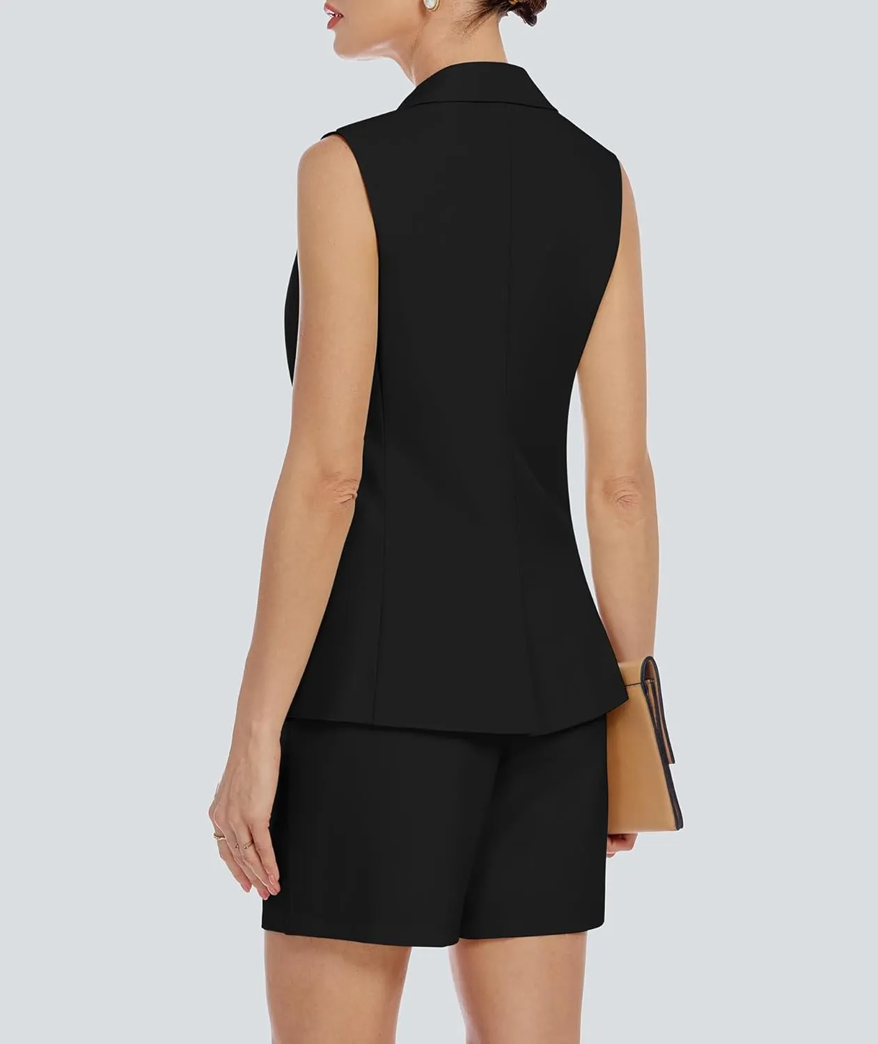 Two Piece Sets for Women Blazer Suit Asymmetrical Vest Notched Collar Summer Shorts Business Casual Outfits