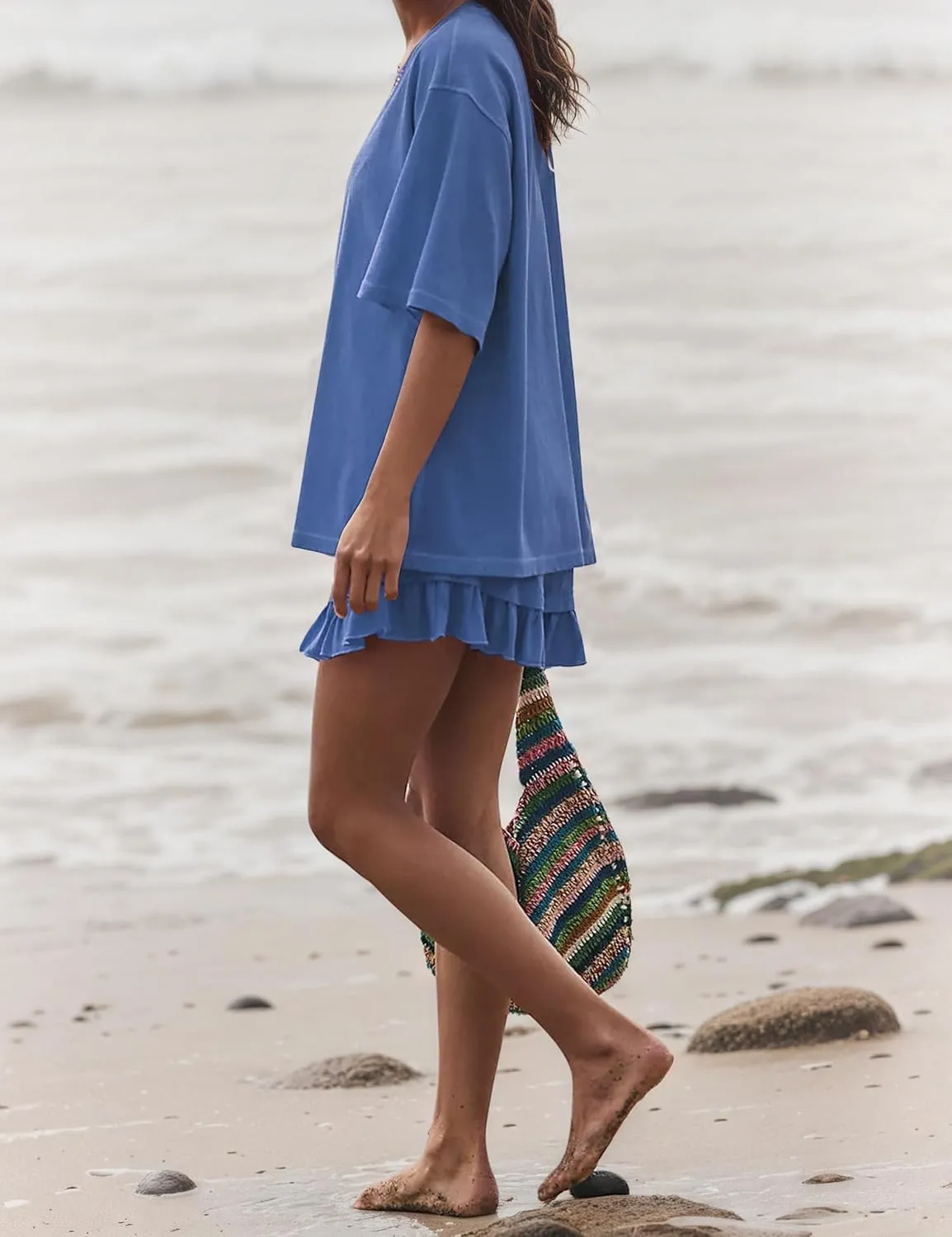 Two Piece Skirt Set for Women Summer Casual Short Sleeve Tops Peplum Pleated Mini Skorts Going Out Lounge Outfits