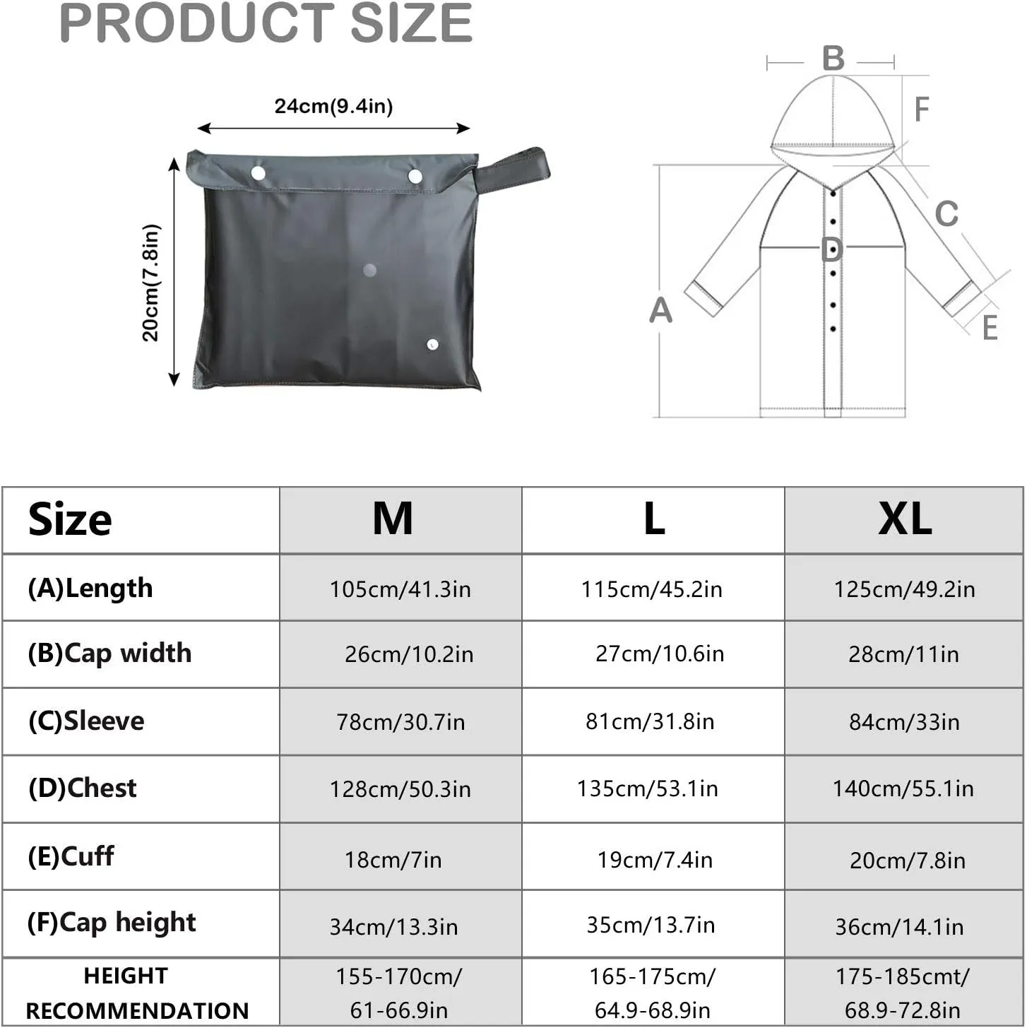 UNIQUEBELLA EVA Raincoat Waterproof Rain Poncho Reusable Unisex for Women Long Rain Cape