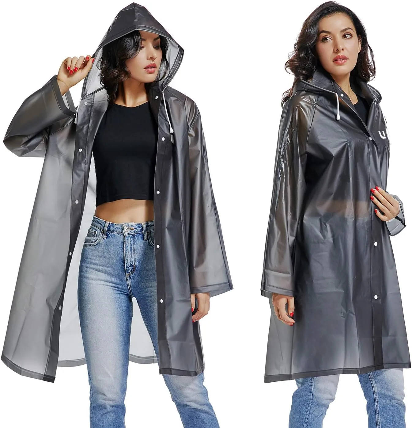 UNIQUEBELLA EVA Raincoat Waterproof Rain Poncho Reusable Unisex for Women Long Rain Cape