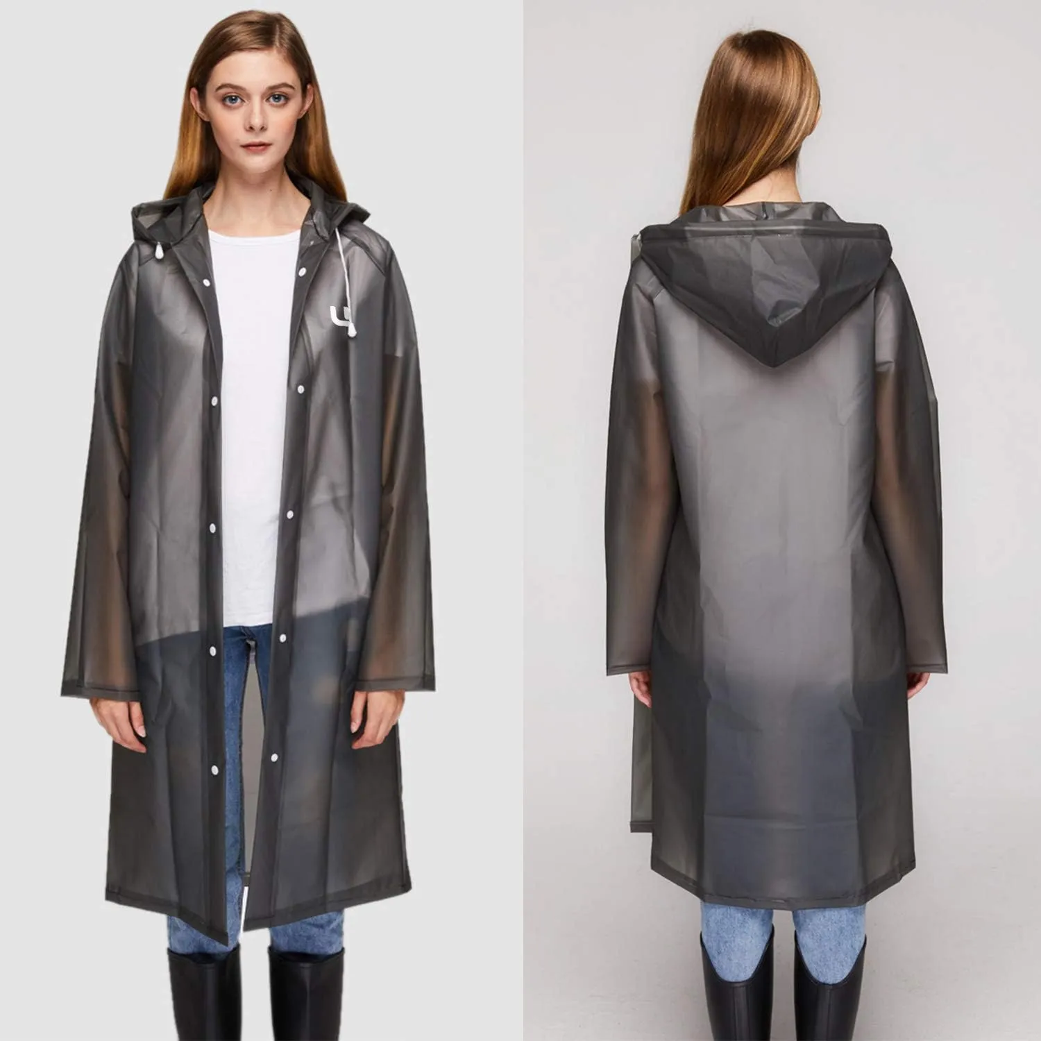 UNIQUEBELLA EVA Raincoat Waterproof Rain Poncho Reusable Unisex for Women Long Rain Cape
