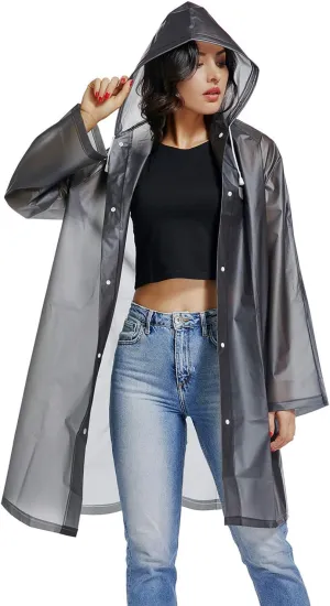 UNIQUEBELLA EVA Raincoat Waterproof Rain Poncho Reusable Unisex for Women Long Rain Cape